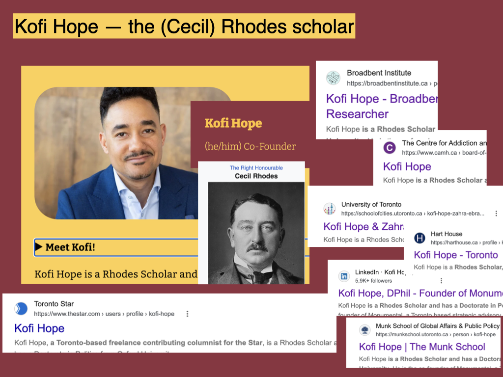 Kofi Hope's online biographies all say he's a Rhodes Scholar