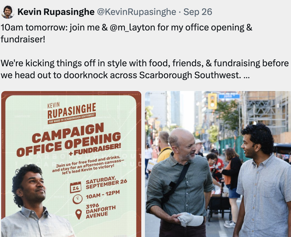Layton did door knocking with Rupasinghe in Scarborough.